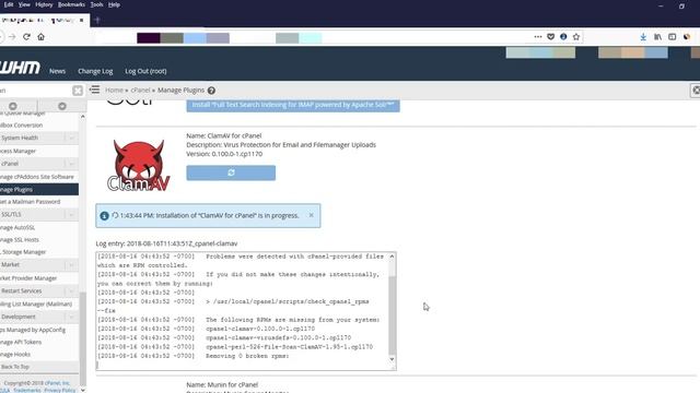 Install ClamAV via WHM смотреть онлайн