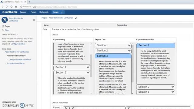 Accordion Box For Confluence - Demo