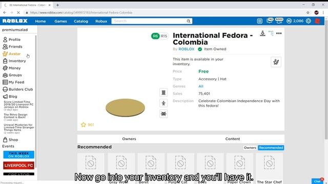 [FREE ITEM] HOW TO GET THE INTERNATIONAL FEDORA - COLOMBIA [ROBLOX] смотреть онлайн