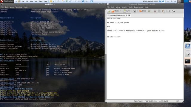 WebSploit Framework : java applet attack смотреть онлайн