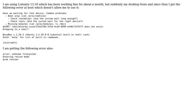 Ubuntu: How to solve the error of "Gave up waiting for root device" at boot? смотреть онлайн