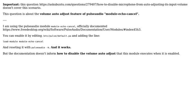 Ubuntu: Disable volume auto adjust in pulseaudio "module-echo-cancel" смотреть онлайн