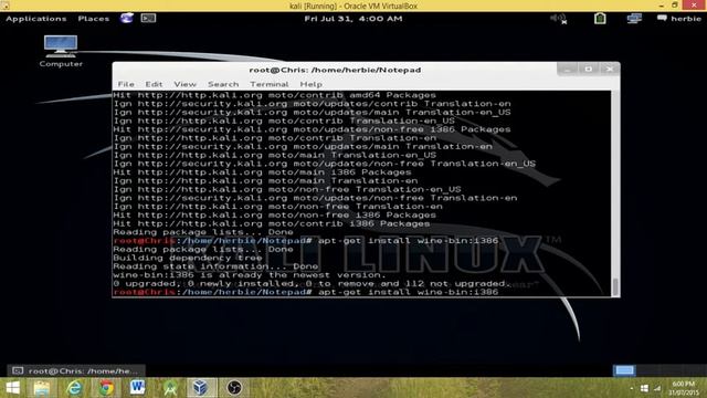 Kali Linux - 07 - Installing Notepad++ смотреть онлайн