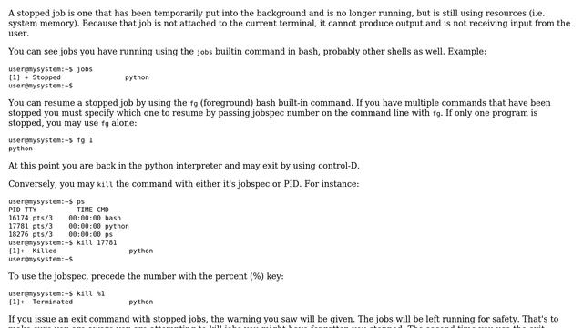 Unix & Linux: There are stopped jobs (on bash exit) (2 Solutions!!) смотреть онлайн