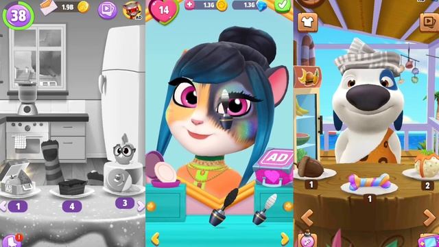 My Talking Hank Vs Talking Angela Vs Talking Tom 2 (ios & Android) Gameplay