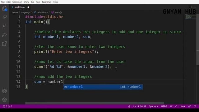 Addition of two integers/numbers using C Programming | Linux | Ubuntu смотреть онлайн