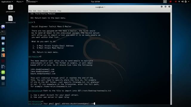 Kali Linux 2 0 How To Perform A Mass Mailer Attack SE Toolkit смотреть онлайн
