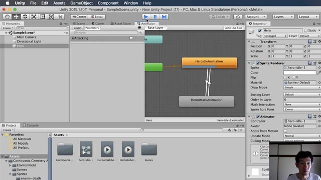Unity2Dゲーム開発入門　攻撃の実装（アニメーションの切り替え編） смотреть онлайн