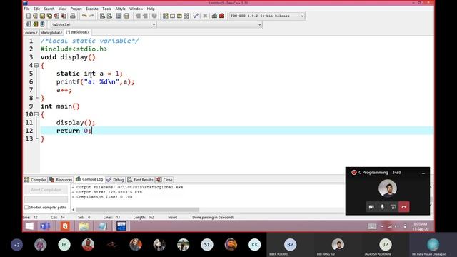 Variable Types and Attributes (Storage Classes), Command line Arguments Application смотреть онлайн