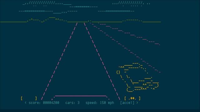 Ztrack, simple curses-based pseudo-3D driving game смотреть онлайн
