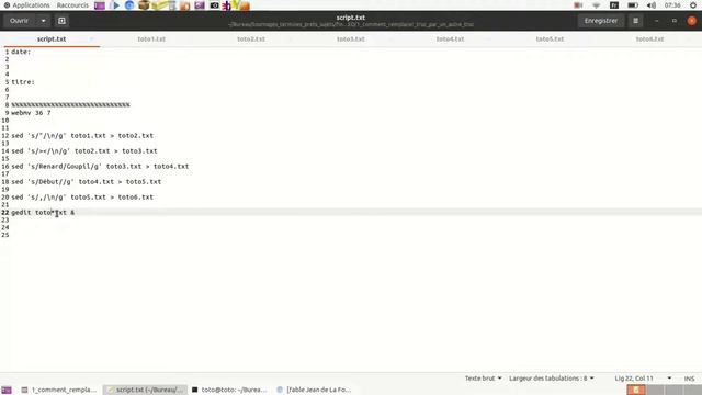 Comment remplacer des caractères dans un tableau de milliers de lignes (commande Bash sed fichier) смотреть онлайн