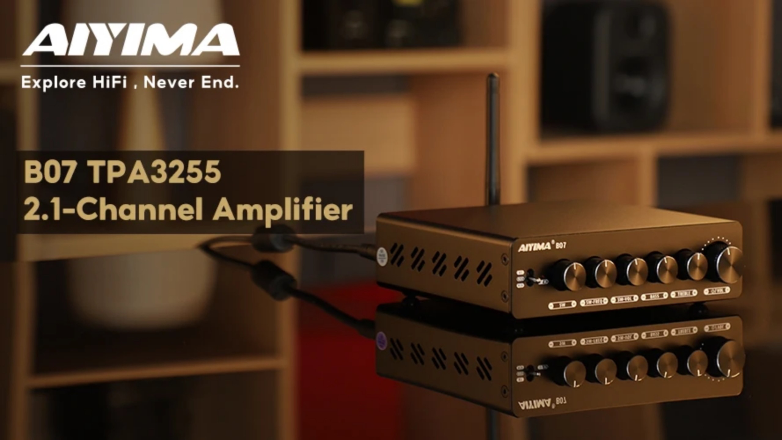 AIYIMA B07 TPA3255, Bluetooth 5.2, 2.1 канала, 300Wx2 + выход на пассивный сабвуфер смотреть онлайн