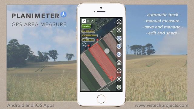 Measurements and Edit Mode in "Planimeter - GPS area measure" App for iOS смотреть онлайн
