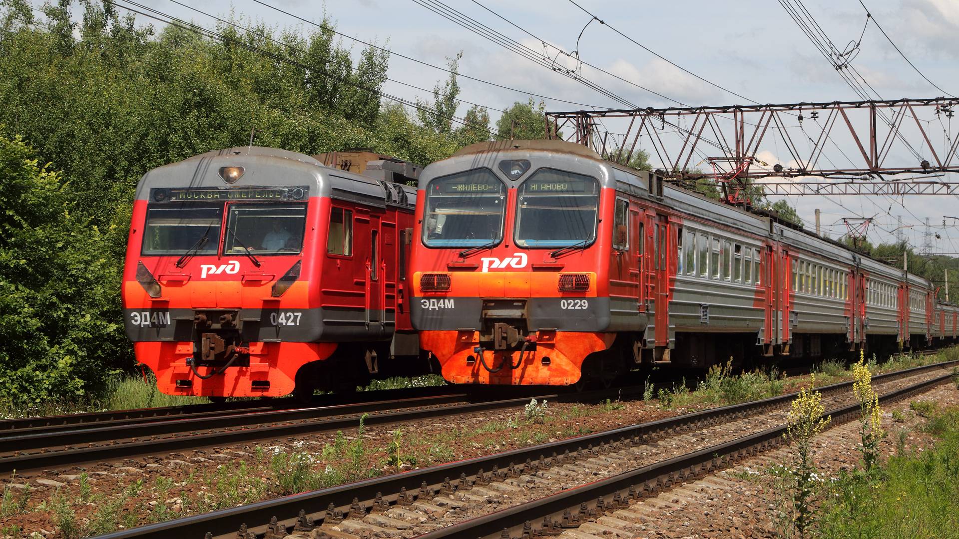 Разнообразные поезда на перегоне Михнево - Жилёво Московской железной дороги. Июнь 2024 года смотреть онлайн