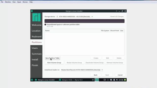 Install Manjaro 18.0 XFCE with manual partitioning in VirtualBox смотреть онлайн