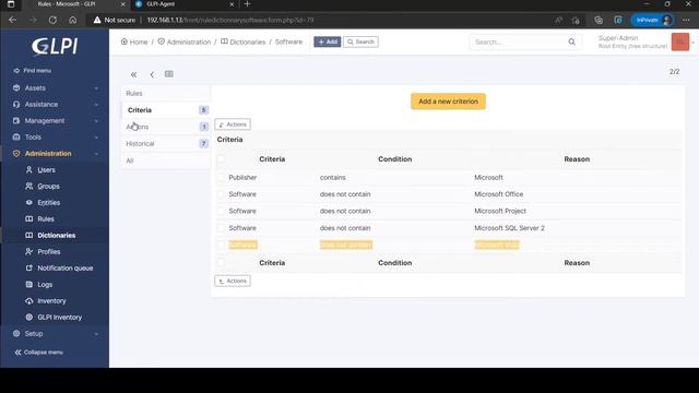 GLPI - Rule Dictionary filter Import Software смотреть онлайн