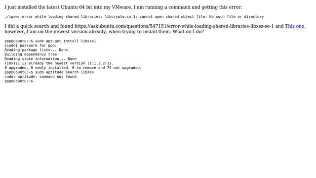 Ubuntu: Error while loading shared libraries: libcrypto.so.1 смотреть онлайн