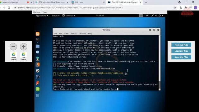 Run online Kali Linux for Social Media Engineering Attacks with demo of Web site cloning смотреть онлайн