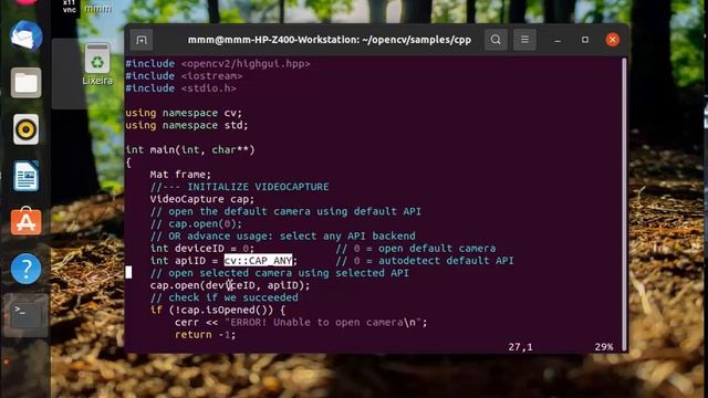 Exemplo comentado de Opencv em C смотреть онлайн