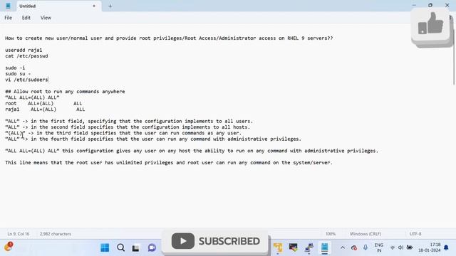 Create User|How to give root access to User in Linux|Sudo access|Administrator access Redhat RHEL9. смотреть онлайн
