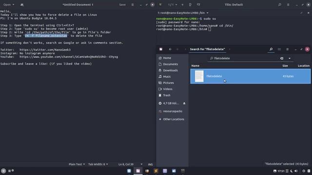 Force delete a file on Ubuntu смотреть онлайн
