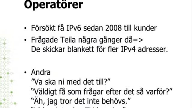 Endagsseminarium för offentlig sektor om nyttan med IPv6 - Torbjörn Eklöv смотреть онлайн