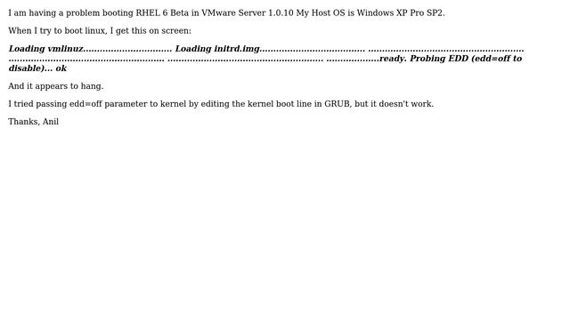 DevOps & SysAdmins: Linux hangs on boot in VMware saying: Probing EDD (edd=off to disable) смотреть онлайн