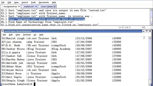 Linux Command (Part 7_C) - sort by ascending order смотреть онлайн