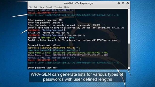 WPA-GEN 1.0 Password List Generator - Kali Linux смотреть онлайн