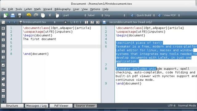 Texmaker : "Source Viewer" panel смотреть онлайн