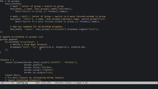 Qtile: How to add the builtin Scratchpad Dropdown Terminal (like Guake/Tilda) to your config. смотреть онлайн