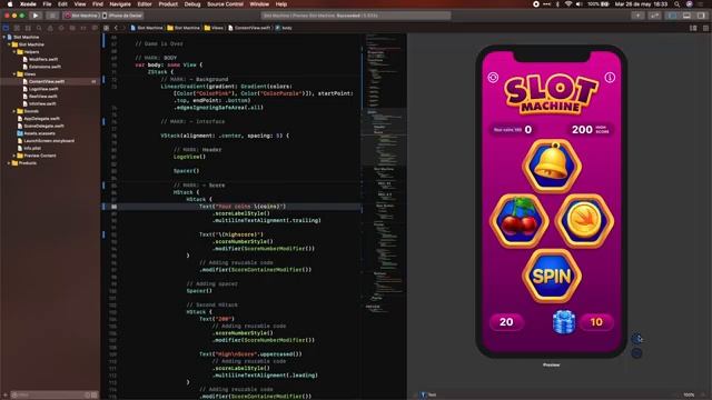 Slot machine game programmed in SwiftUI - Time lapse смотреть онлайн
