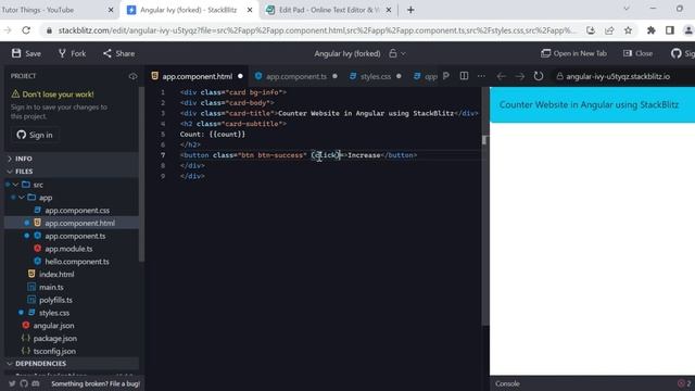 Angular Stackblitz Example - Counter App - Angular Tutorial смотреть онлайн