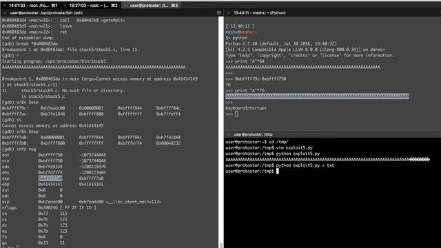 Protostar stack5 - Shellcode with stack overflows смотреть онлайн