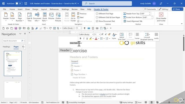 How to Insert Headers and Footers in Microsoft 365 | Microsoft Word 365 - Basic Course смотреть онлайн