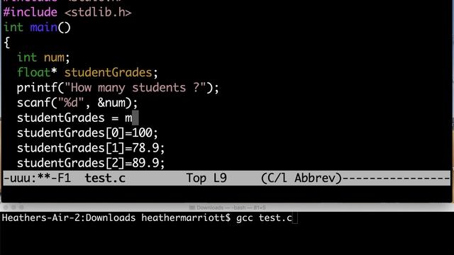 C - using malloc to dynamically allocate memory смотреть онлайн
