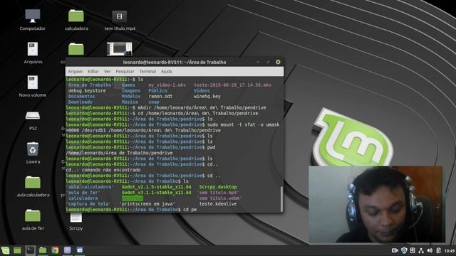 Como copiar arquivos e montar pendrive no terminal Linux! смотреть онлайн