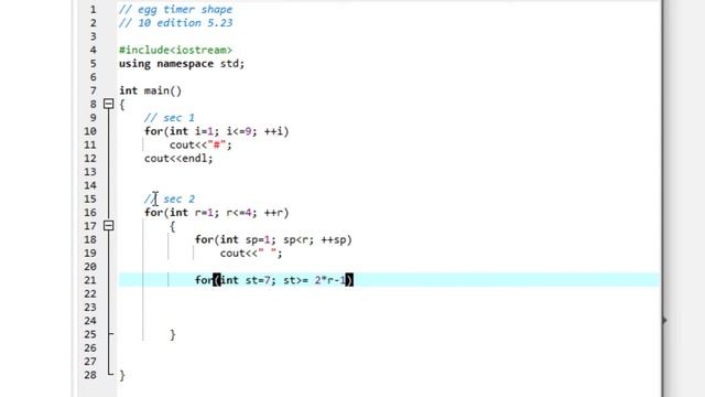 Egg Timer/Hourglass Shape formulation in C++ | C++ pattern printing algorithms in urdu/hindi смотреть онлайн