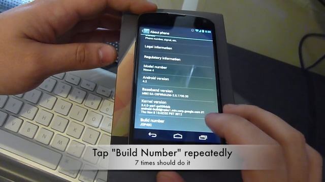 LG Nexus 4 Enable Developer Options - E960 Google смотреть онлайн