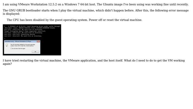 VMware Workstation: CPU disabled by guest operating system смотреть онлайн
