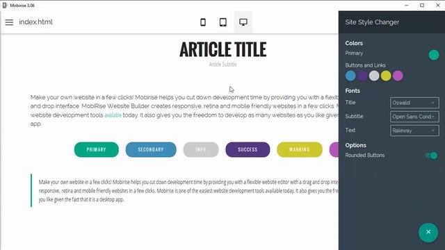 Site Style Changer - Mobirise v3.06 смотреть онлайн