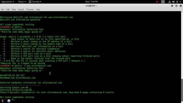 Kali linux tools - Information gathering -- dmitry tool смотреть онлайн