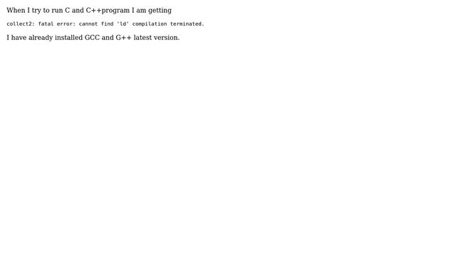 Ubuntu: collect2: fatal error: cannot find 'ld' compilation terminated смотреть онлайн