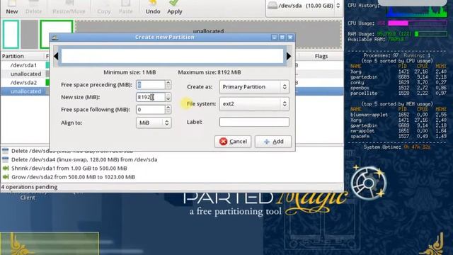 Modificar las particiones del sistema con PartedMagic смотреть онлайн