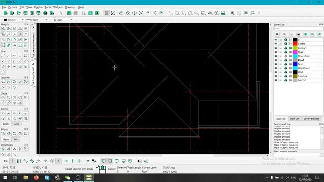 LibreCad For architects- Sample project Roof Plan (Part-2) смотреть онлайн