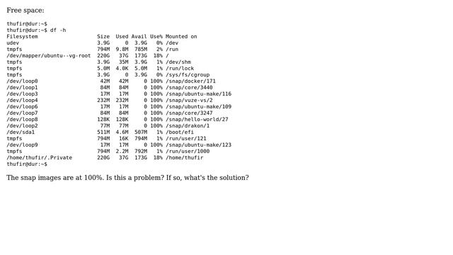 Unix & Linux: snap /dev/loop at 100% utilization -- no free space смотреть онлайн