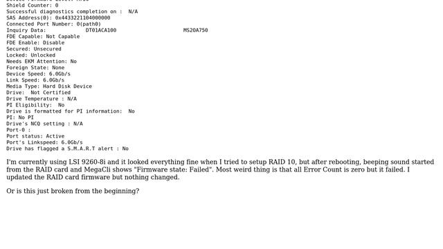 DevOps & SysAdmins: MegaCli shows "Firmware state: Failed" on new HDD смотреть онлайн