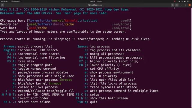 htop command in Linux смотреть онлайн