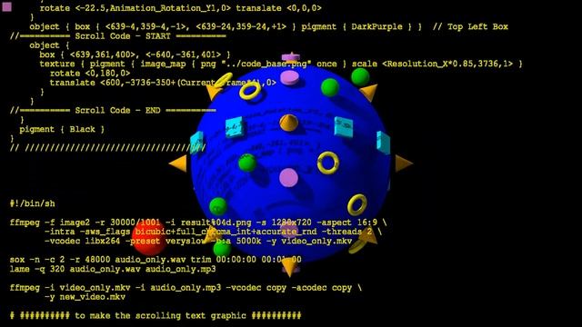 Povray Animation with v. 3.7, the code is in the video смотреть онлайн