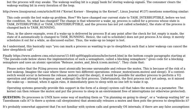 Lost wakeup problem - how does UNIX deal with it смотреть онлайн